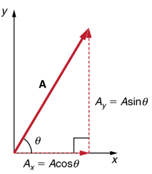 Vector in Two Dimensions; the vector is defined by its magnitude, , and its direction, 